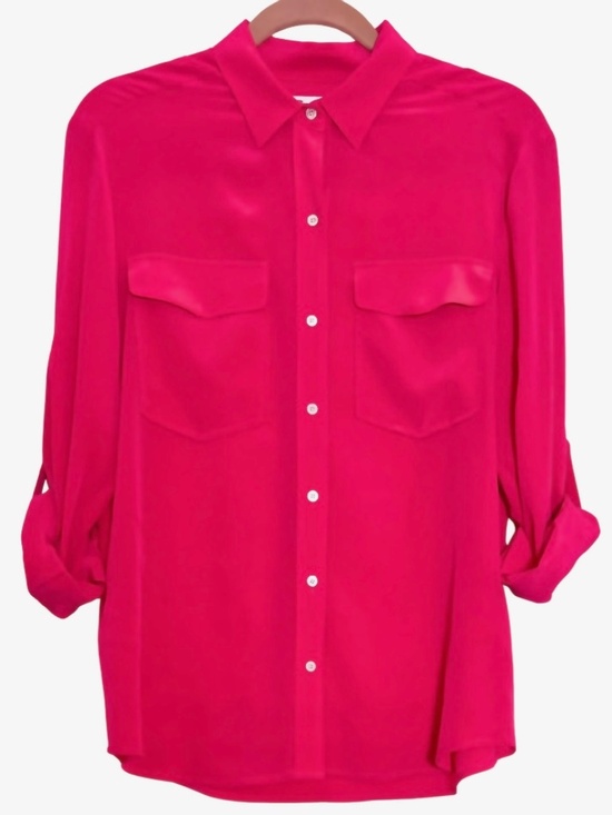 Tommy Bahama Tops - Tommy Bahama Hot Pink 100% Silk Button Front Shirt Size S/P